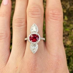 925 Silver Oval Cut Garnet Ring New